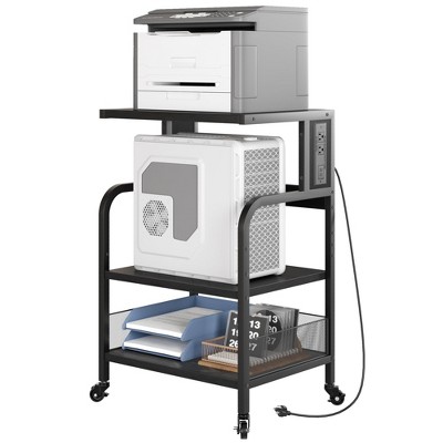 Printer Stand, 3-Tier Rolling Storage Cart with Locking Wheels for Home Office