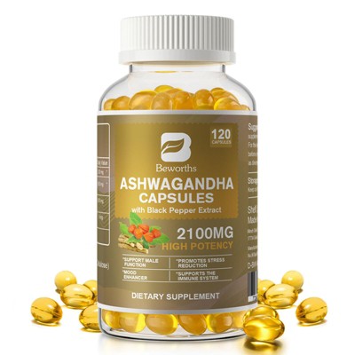 B Beworth Extra Strength Ashwagandha 2100 mg Supplement, 120 Capsules