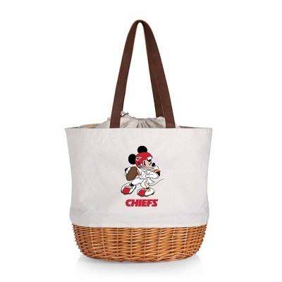 NFL Kansas City Chiefs Mickey Mouse Coronado Canvas and Willow Basket Tote - Beige Canvas