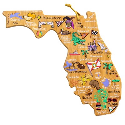 Totally Bamboo Florida Fish Kiss Cutting Board: Lightweight Bamboo, Multicolored, 13.5" x 12.25", Hand Wash, 1.1 lbs