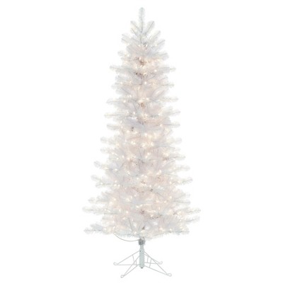 Vickerman Crystal White Pine Slim Artificial Christmas Tree PreLit