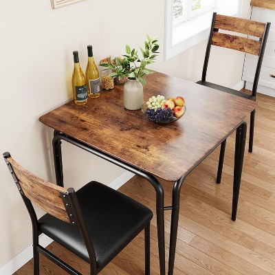 Jojoka Dining Table Set for 2, Compact Square Dinette with Thick Cushioned Upholstered Chairs