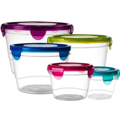Lexi Home Jumbo 5-Piece Lock and Seal Round Food Storage Container Set