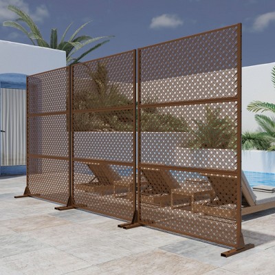 Two-Grid Woven Brown Galvanized Steel Partition Panel | 183H x 120W x 40D cm