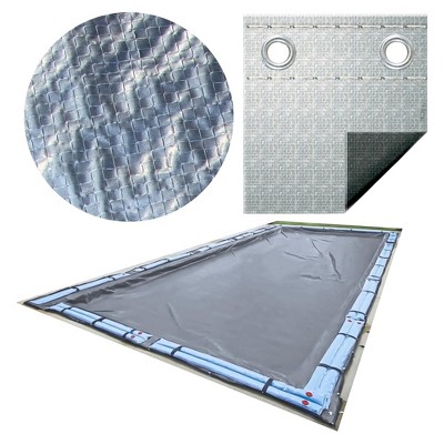 Swimline Hydrotools Silver King Heavy Duty Winter Pool Cover for 16 x 32 Ft Inground Swimming Pools, Rectangular Design, Silver/Black