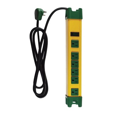 GoGreen Power (GG-26114) 6 Outlet Metal Surge Protector, Yellow/Green