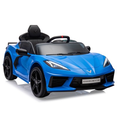 12V Kids Ride On Car, Sports Licensed Corvette Electric Car Toy for Toddles, with Remote Control, Visual Dashboard, LED Lights, Music, for Kids 3-10
