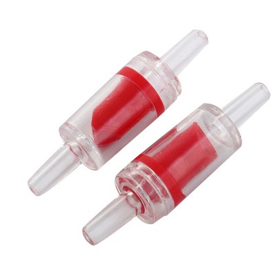 Unique Bargains Aquarium Fish Bowl Plastic Non-return Air Pump Check Valve Red Clear 2 Pcs