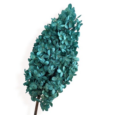Alilang Decorative Dried Hydrangea Blooms for Home Decoration and Floral Arrangements, 7.8 Inches - Teal