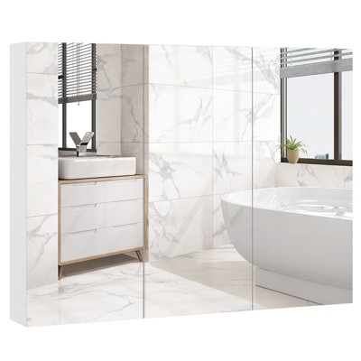 Tangkula Bathroom Mirror Cabinet Wall Mounted Medicine Cabinet with 3 Frameless Mirrored Doors & Mounting Hardware