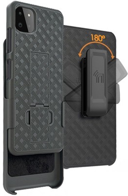 Nakedcellphone Case with Stand and Belt Clip Holster for Samsung Galaxy A22 - Black