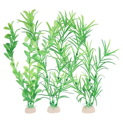Unique Bargains Aquarium Plastic Fish Tank Artificial Plants Green 3 Pcs