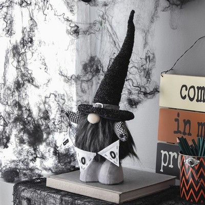 YOOCOZZ 6x4x20" Halloween Decoration Black Gnome with 'Boo' Banner