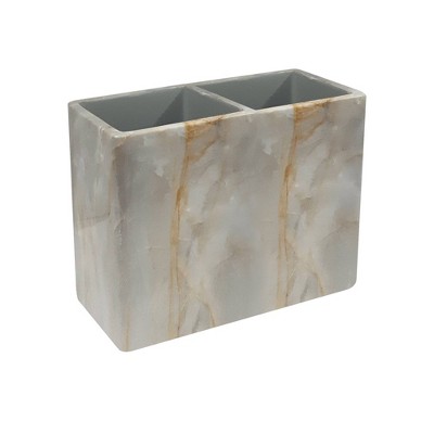 Stone Hedge Resin Decorative Toothbrush Holder - Nu Steel: Stoneware Bath Accessory, 5" Height