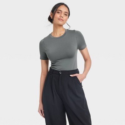 Women's Slim Fit Short Sleeve Seamless Baby T-Shirt - A New Day™