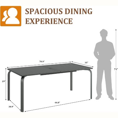 ODK Outdoor Aluminum Patio Table with Weatherproof & Rust-Proof Design, 6-8 Person Rectangular Table for Deck Garden Lawn Backyard