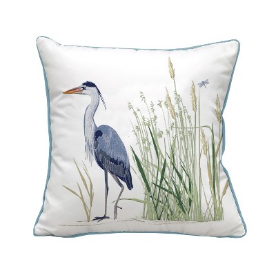 RightSide Designs Blue Heron Facing Left & Saltmarsh Indoor/Outdoor Throw Pillow