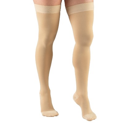 Truform 20-30 mmHg Compression Stockings for Men and Women, Thigh High Length, Dot Top, Closed Toe