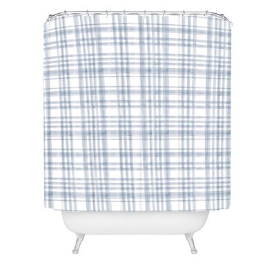 Little Arrow Design Winter Watercolor Plaid Shower Curtain Blue - Deny Designs: 100% Polyester, Machine Washable