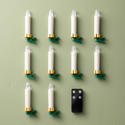 10ct 5" Christmas Tree Taper Flameless Candles Brass - Hearth & Hand™ with Magnolia