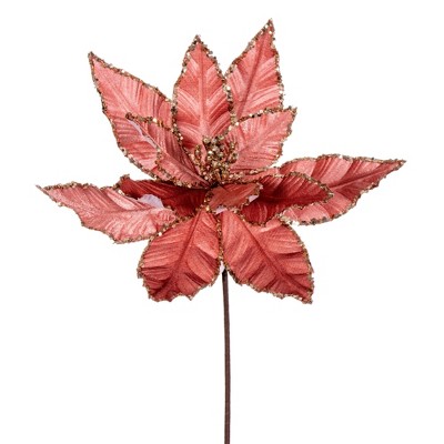 Vickerman 24" Velvet Sequin Trim Poinsettia