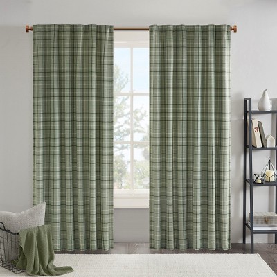 Grungis 50x84 Inch Back Tab Yarn Dyed Plaid Weave Blackout Curtain with Fleece Lining for Living Room,Bedroom