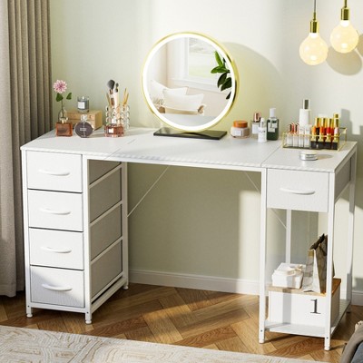 COMHOMA 32''/47" Desk, Study Writing Table for Small Space, Save Space Office Desk with Metal Legs