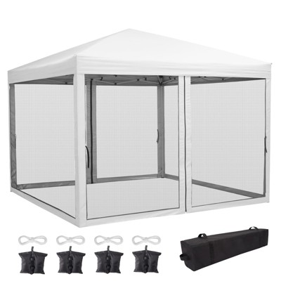 Canopy 10 x 10 FT Pop Up, Canopy with Mosquito Netting, Wheeled Carry Bag, Heavy Duty Sun Shade for Patio, Backyard