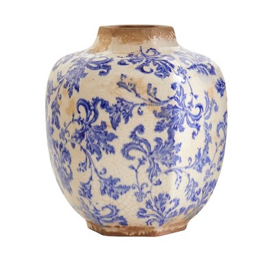 Nearly Natural 8.5-in Nautical Ceramic Decorative Vase
