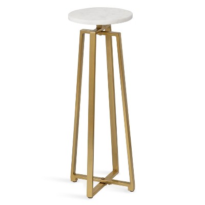 Kate and Laurel Zia Round Metal Drink Table, 9x9x23, Marble and Gold