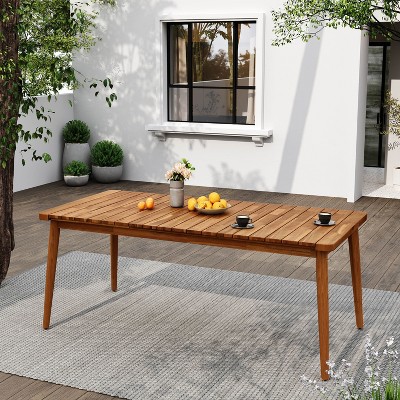 Sapphtopaz Patio Outdoor Table Patio Dining Table Acacia Wood Outdoor Dining Table Picnic Table for Garden, Lawn, Patio