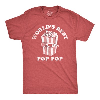 Mens Worlds Best Pop Pop T Shirt Funny Father's Day Gift Movie Popcorn Lovers Tee for Guys - Crazy Dog Men's T Shirt Gift for Dad
