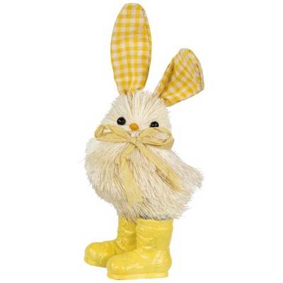 Northlight Chick with Plaid Rabbit Ears and Rainboots Easter Figurine - 7" - Yellow