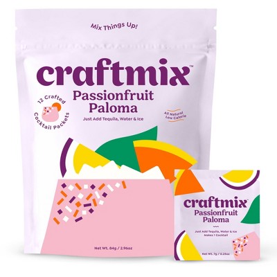 Craftmix 12 Pack Passionfruit Paloma Cocktail / Mocktail Mixer - Makes 12 Drinks