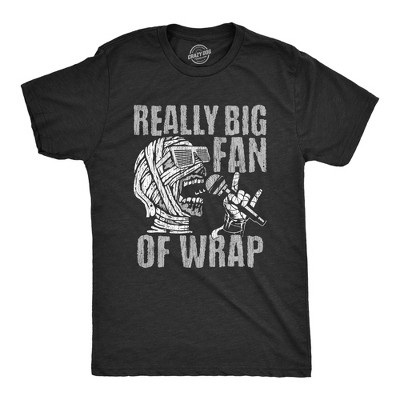 Mens Really Big Fan Of Wrap T Shirt Funny Halloween Party Mummy Rap Joke Tee for Guys - Crazy Dog Men's T Shirt For Halloween Season