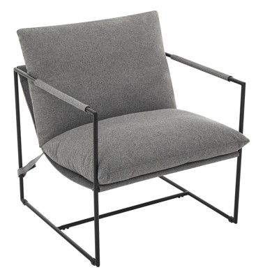 GustoWave Sling Accent Chair for Living Room, Metal Framed Armchair with Shredded Foam Cushioning, Oversized Comfy Lounge Chair