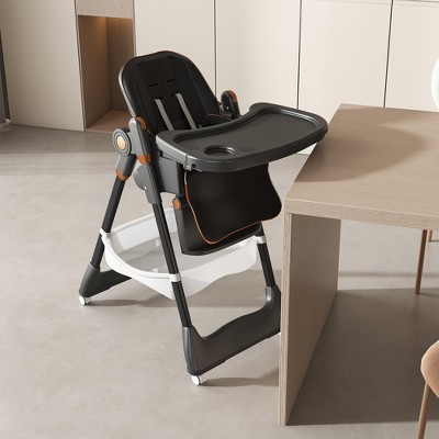 KWPZQEB High Chair, 6-in-1 High Chair with Lockable Wheels, Fast-Folding, Dual-Layer Tray, Multiple Recline Positions, Comfortable Feeding