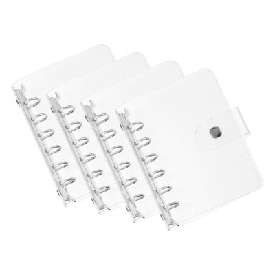 Unique Bargains PVC Waterproof Metal 6 Ring Round Binder Cover for Meeting Folder A7 4 Pcs
