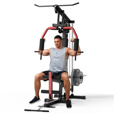 COZONY Multifunctional Equipment with Lat Pulldown System, 400 lbs Capacity Full Body Strength Training Machine(Weights Not Included)