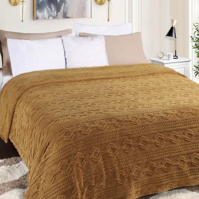 Boho Knit Jacquard Fleece Fluffy Blanket by Blue Nile Mills