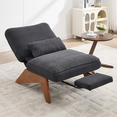 MOONMISS Comfortable Circle Velvet Adjustable Accent Chair and Footrest Set, Thick-Padded Lounge Chair For living room