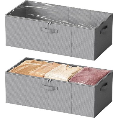2 Pack 86qt Under Bed Storage Containers with Lids - 10" High Large Organizers for Bedroom, Closet, Clothes, Bed Sheets  - SpaceAid®