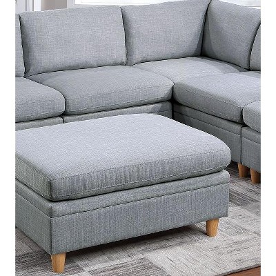 Okak Modern Convertible Sectional Sofa Couch with 2 Corner Wedges, 1 Armless Chairs, 2 Ottomans, Dorris Fabric 5pc Modular Sofa for Living Room