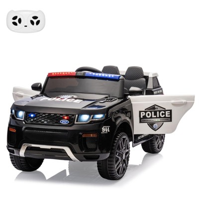 Kids Ride on Police Car, 12V Electric Truck for Toddlers, Ride on Toy with Remote Control, Intercom, Flashing Light&LED Lights, Handle