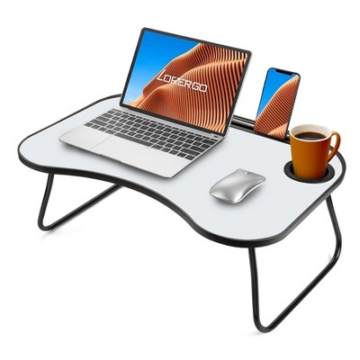 KTMBDW Laptop Bed Desk, Foldable Lap Table, Portable Study Table, Laptop Stand with Cup Holder & Tablet Slot for Working Writing & Drawing