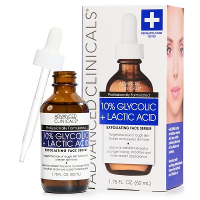 Advanced Clinicals 10% Glycolic Acid Peel Face Serum with Salicylic Acid for Pores and Fine Lines. 1.75 Fl Oz