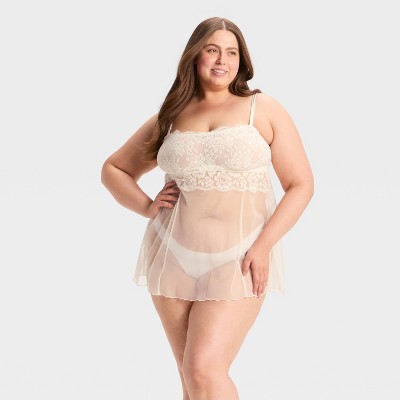 Women's Straight Neck Lingerie Babydoll Slip Dress - Auden™