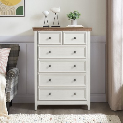 CAVINAS Modern 6 Drawers Dresser Chest of Drawers Farmhouse Closet Organizers and Storage for Bedroom, Living Room