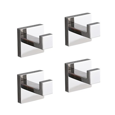 SEVOBAL Bathroom Towel Holders Stainless Steel Four Pack Wall Mounted Hooks Rust Resistant for Bathroom Kitchen, Chrome, 6.3"*4.33"*3.15"