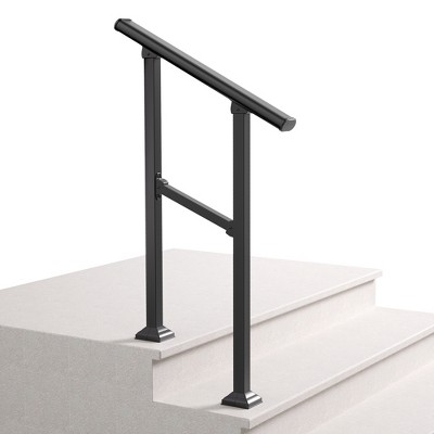 Black Wrought Iron Stair Railing Kit Handrails for Outdoor Steps